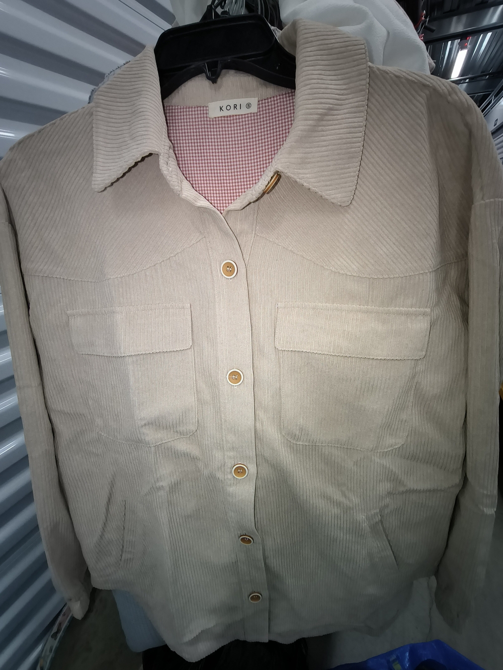 KORI Cream Corduroy Button-Front Jacket